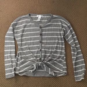 Striped Long Sleeve Button Down Sweater